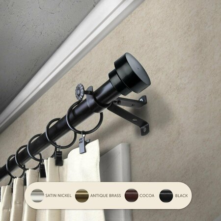 KD ENCIMERA 0.8125 in. Cappa Curtain Rod with 48 to 84 in. Extension, Black KD3728546